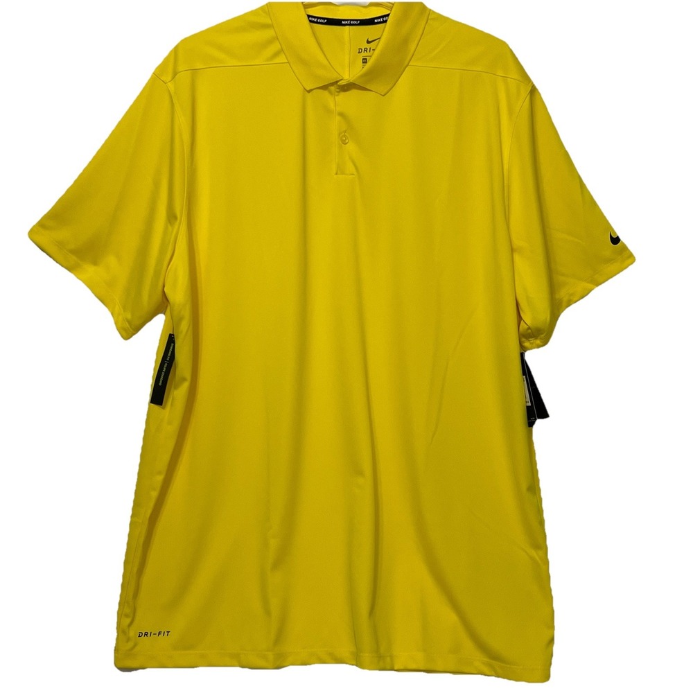 Nike Golf Dri-Fit Performance Short Sleeve Polo Shirt Yellow Men Size 2XL New